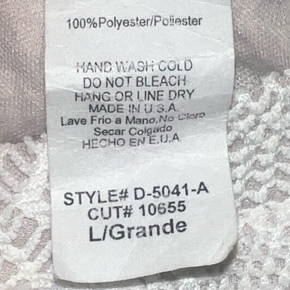 Codigo USA Vintage Dress L Cream 3/4 Sleeve Bodycon Stretch Eyelet Crochet Look - Picture 7 of 14